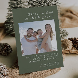 Cartão De Festividades Família Verde EMELIA Foto de Deus Natal cristão