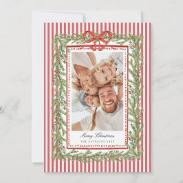 Cartão De Festividades Familiar Foto de Família de Natal com Laço Costeir