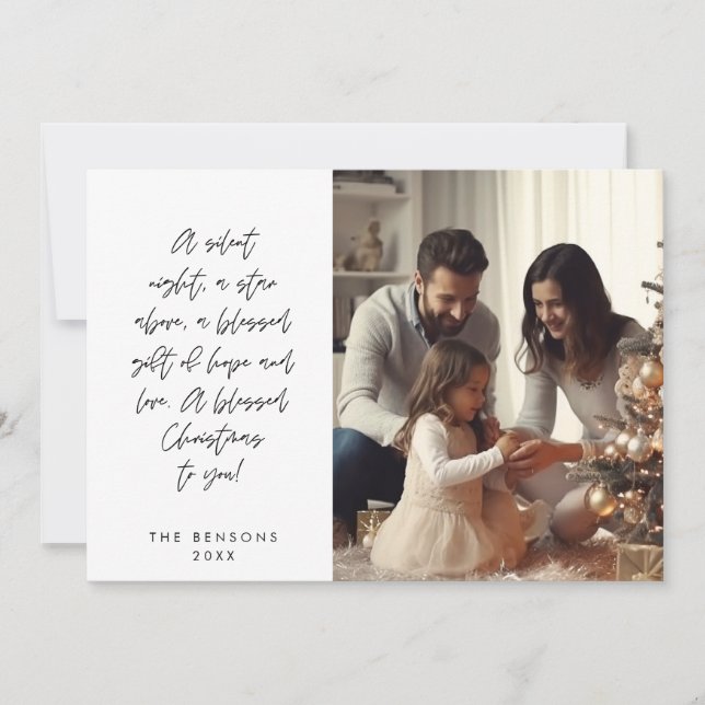 Cartão De Festividades Familiar Religiosa de Natal, Foto Cristã Alegre (Frente)
