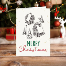 Family Merry Christmas Rustic Vintage Village