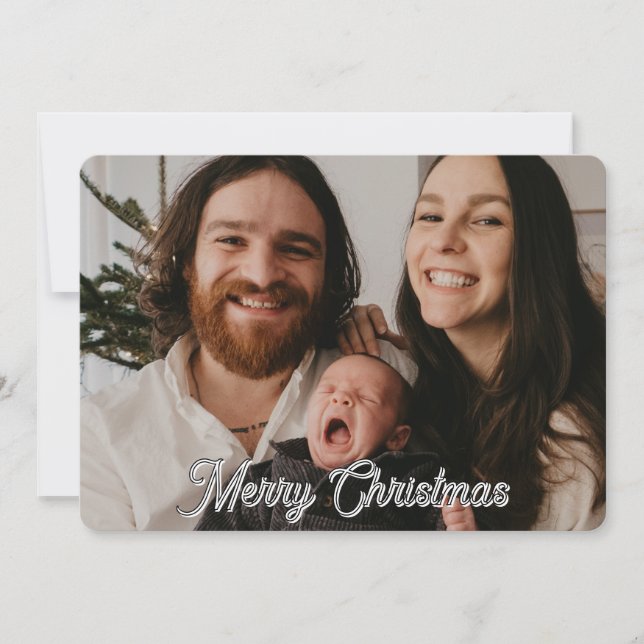 Cartão De Festividades Family Photo Christmas Card with Holiday Blessing (Frente)