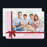 Cartão De Festividades FAMILY PHOTO cute wrapped up red ribbon bow pink<br><div class="desc">by kat massard >>> WWW.SIMPLYSWEETPAPERIE.COM <<< A super simple, yet cute card design featuring a realistic looking red ribbon with bow, aloowing for a large photo on the front and backside if you wish or handwrite a personal message. NOTE >> Contact me kat@simplysweetpaperie.com if you need help to resize your...</div>