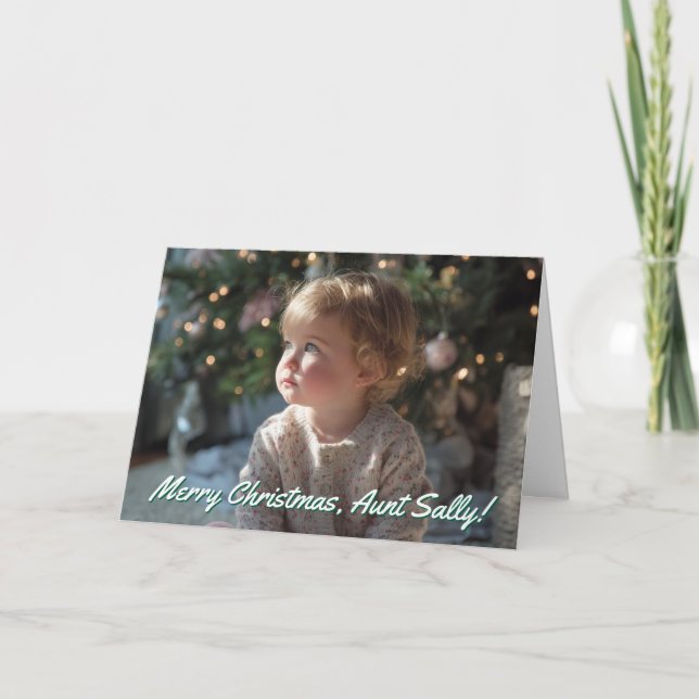 Cartão De Festividades Family Photo Merry Christmas Aunt (Frente)