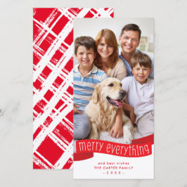 Cartão De Festividades FAMILY PHOTO merry everything ribbon red 