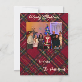 Cartão De Festividades Family Photo plaid Christmas Flat Holiday Card