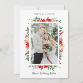 Cartão De Festividades Fancy First Christmas Poinsettias Frame Photo
