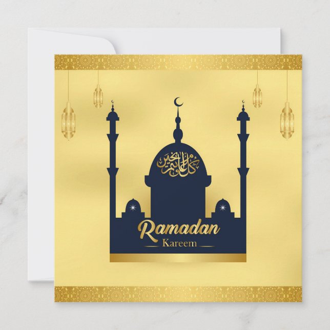 Cartão De Festividades Fancy Ramadan Kareem Arabic Gold Muslim Holiday (Frente)
