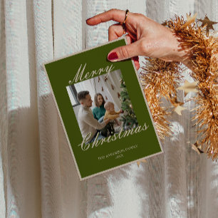 Cartão De Festividades Fancy Verde Clássico Dinheiro Antigo Foto Natal