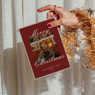 Cartão De Festividades Fancy Vermelho Dinheiro Antigo Clássico Foto Natal