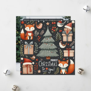 Cartão De Festividades Fantasia da Floresta de Natal mais feliz