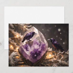 Cartão De Festividades Fantasia de Cristal de Ametista - Natal de Corvos 