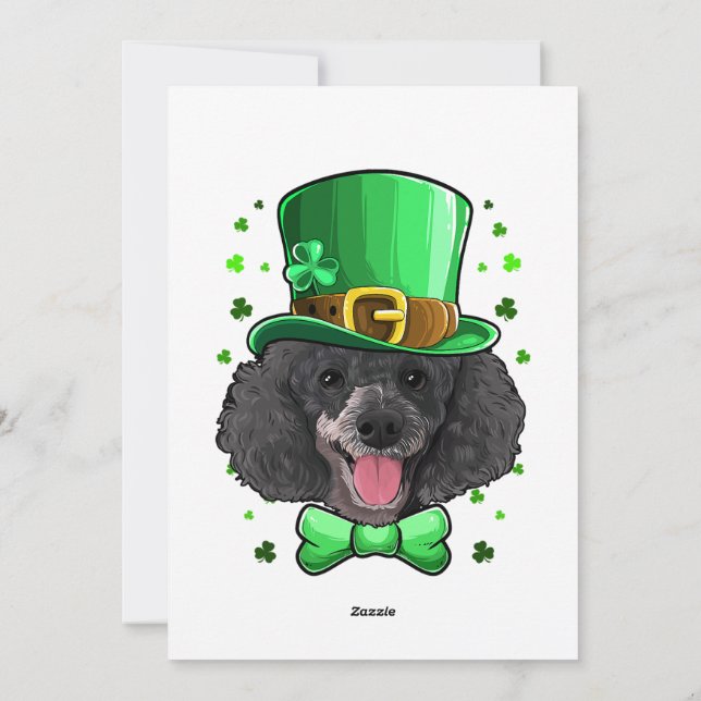 Cartão De Festividades Fantasia de Poodle Leprechaun Dia de São Patrício (Verso)