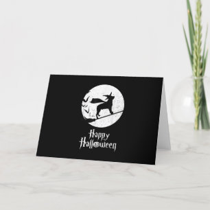 Cartão De Festividades Fantasia engraçada de Halloween Bruxa Amante de Cã