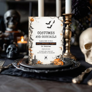Cartão De Festividades Fantasias e Coquetéis Festa Assustadora de Hallowe