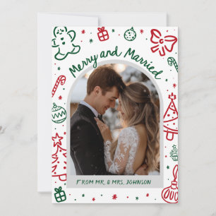 Cartão De Festividades Fantasioso Arco Desenhado à Mão Foto Casados e Ale
