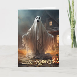 Cartão De Festividades Fantasma Assustador de Halloween