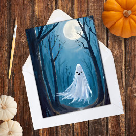 Cartão De Festividades Fantasma Assustador | Feliz Halloween Floresta Ass