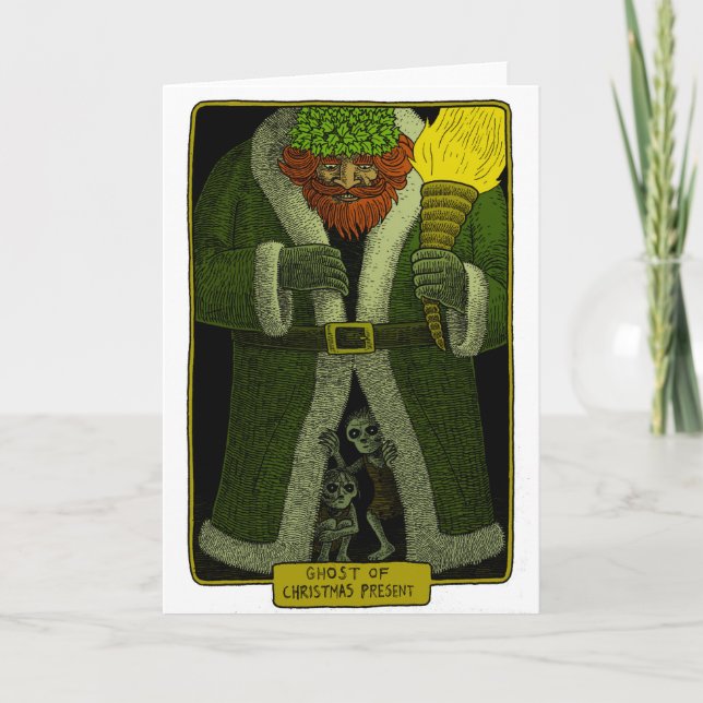 Cartão De Festividades fantasma do presente de Natal (Frente)
