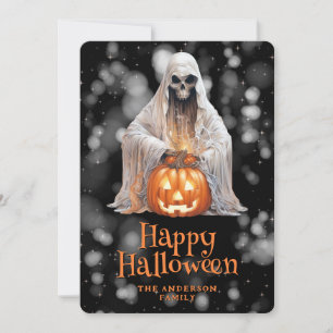 Cartão De Festividades Fantasma Spooky Jack O'Lantern Starry Night Hallow