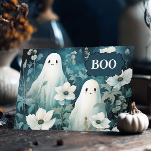 Cartão De Festividades Fantasmas Florais Mal-humorados Halloween