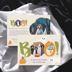 Cartão De Festividades Fantasmas multicíclicos de Boo Modernos 2 fotos no