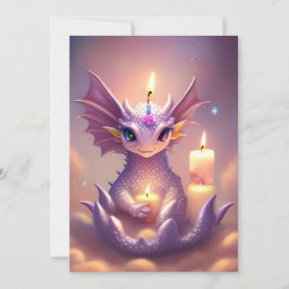 Cartão De Festividades Fantasy Dragon com Velas de Aniversário