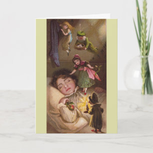 Cartão De Festividades Fantasy fairy elves vintage Christmas card