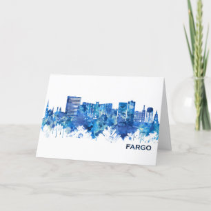 Cartão De Festividades Fargo North Dakota Skyline Blue