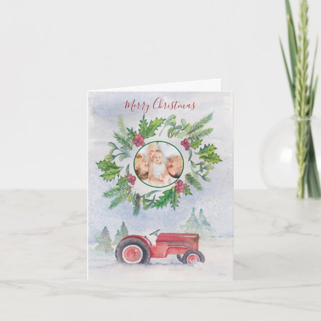 Cartão De Festividades Farm Christmas Cards | Family Photo (Frente)