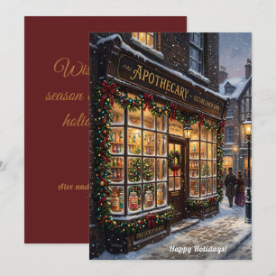 Cartão De Festividades Farmácia de Apothecary Vitoriana Natalina Antiga