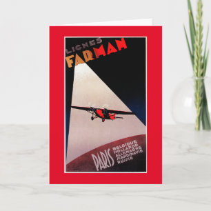 Cartão De Festividades Farman Airlines Farman 300 Monoplane Promo Poste