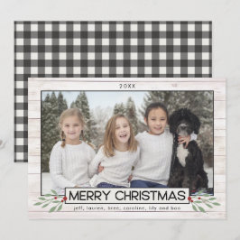 Cartão De Festividades Farmhouse Christmas | Verificação de Buffalo Preto