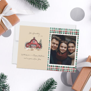 Cartão De Festividades Farmhouse Country Christmas One Photo