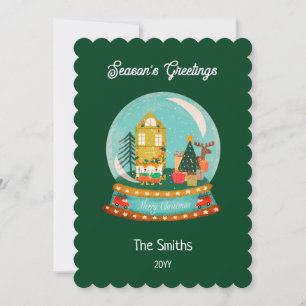 Cartão De Festividades Farmhouse Feliz Natal Globe Papais noeis Deer