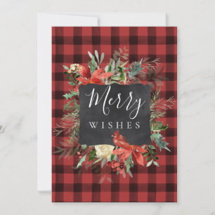 Cartão De Festividades Farmhouse Russo Black Red Check Xadrez Natal