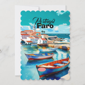 Cartão De Festividades Faro Portugal Travel Postcard Art, Portugal Travel