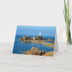 Cartão De Festividades Farol Corbiere na maré baixa