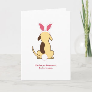 Cartão De Festividades Fat Dog auditions to be Easter Bunny greeting card
