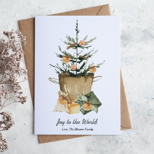 Cartão De Festividades Fatias de Laranja em Aquarela Elegante Canela Plan