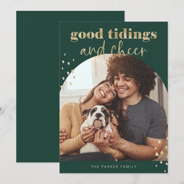 Cartão De Festividades Faux alegre Dourado | Um Natal para o Arco Fotográ (Frente/Verso)