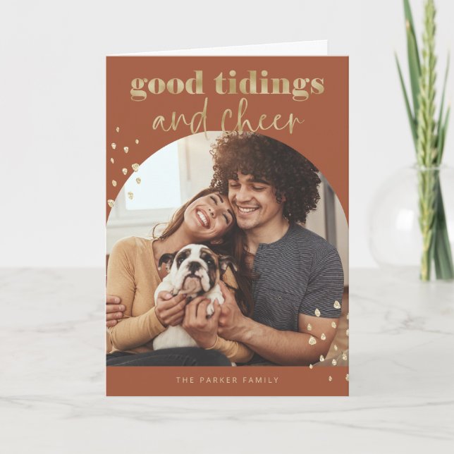 Cartão De Festividades Faux alegre Dourado | Um Natal para o Arco Fotográ (Frente)