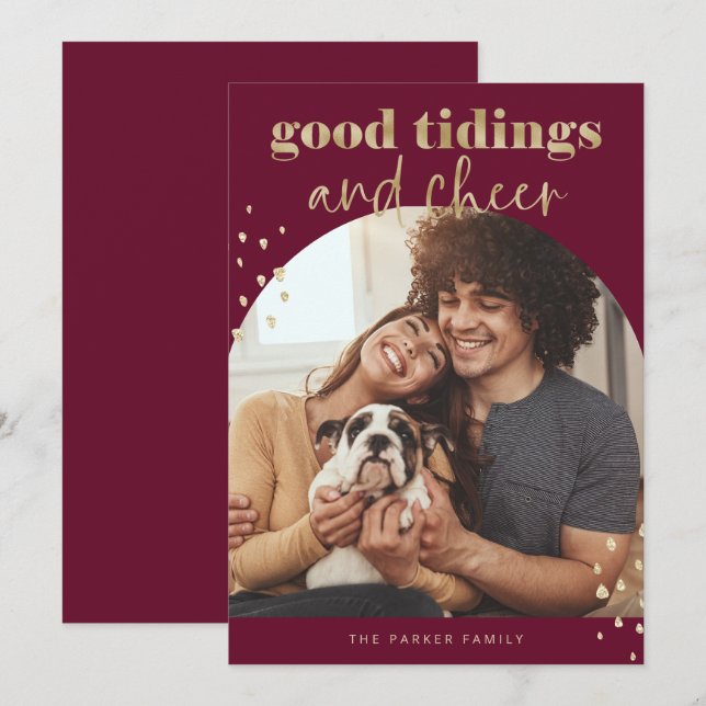 Cartão De Festividades Faux alegre Dourado | Um Natal para o Arco Fotográ (Frente/Verso)