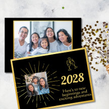 Faux Foil Black e Dourado Feliz ano novo