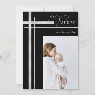 Cartão De Festividades Faux Foil Uma Foto Foto Natal Religioso Muito Feli