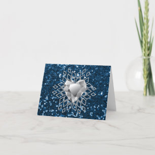Cartão De Festividades Faux Glitter Diamond Heart Snowflake