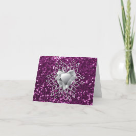 Cartão De Festividades Faux Glitter Diamond Heart Snowflake