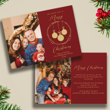 Faux Gold Foil Elegante Maroon de Foto de Natal