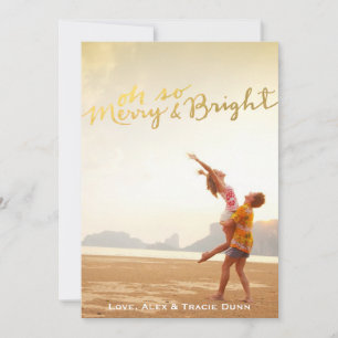 Cartão De Festividades Faux Gold Foil Merry & Bright Christmas Card