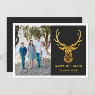 Cartão De Festividades Faux Gold Foil Reindeer Elegante Foto