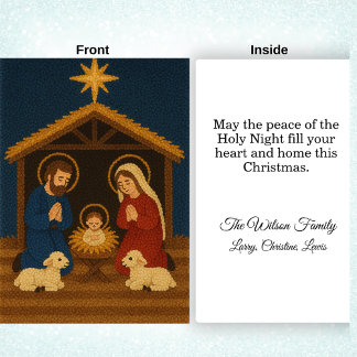 Cartão De Festividades Faux Latch Hook Holy Family Nativity Christmas